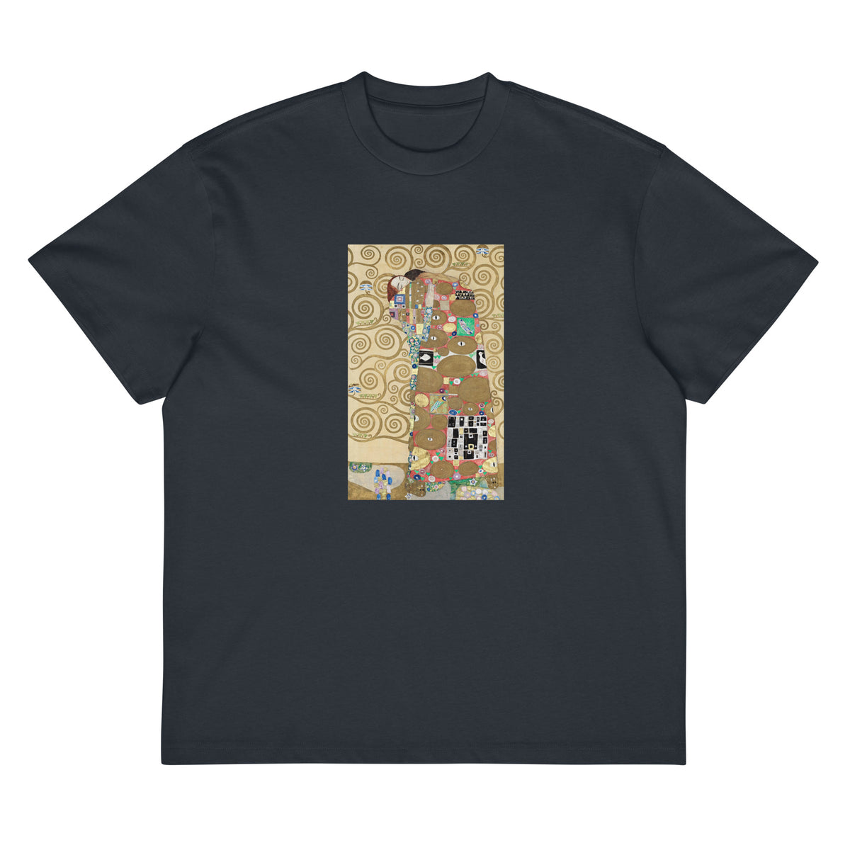Navy T-shirt Gustav Klimt Fulfillment Famous Painting Signature