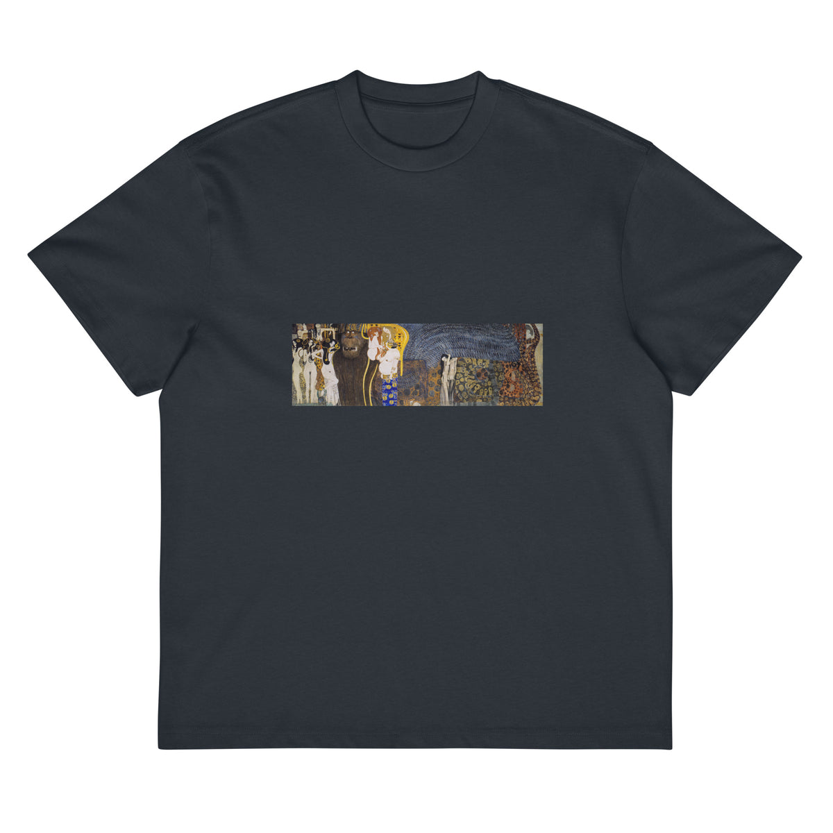 Navy T-shirt Gustav Klimt The Hostile Powers Famous Painting Signature