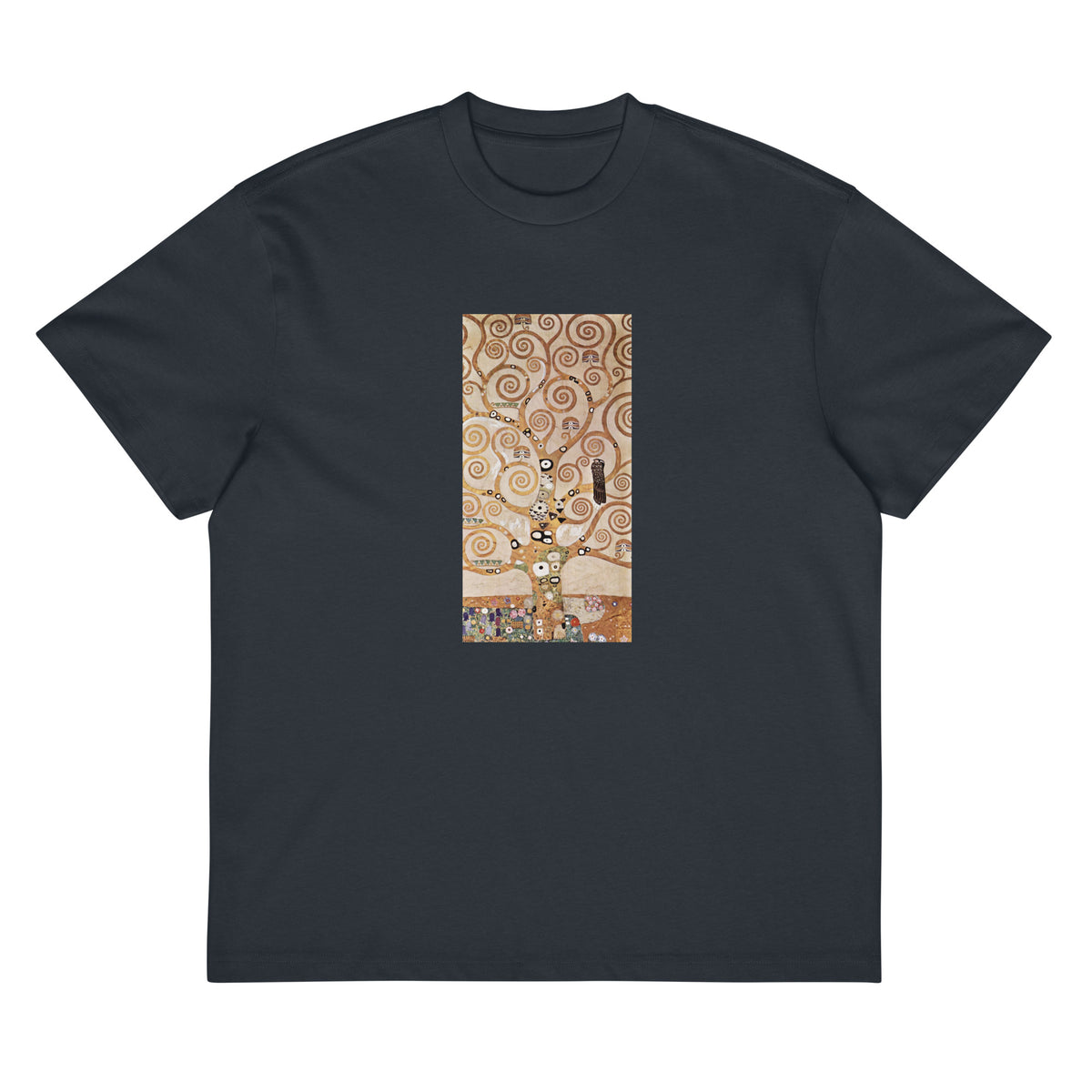 Navy T-shirt Gustav Klimt L Arbre De Vie Famous Painting Signature