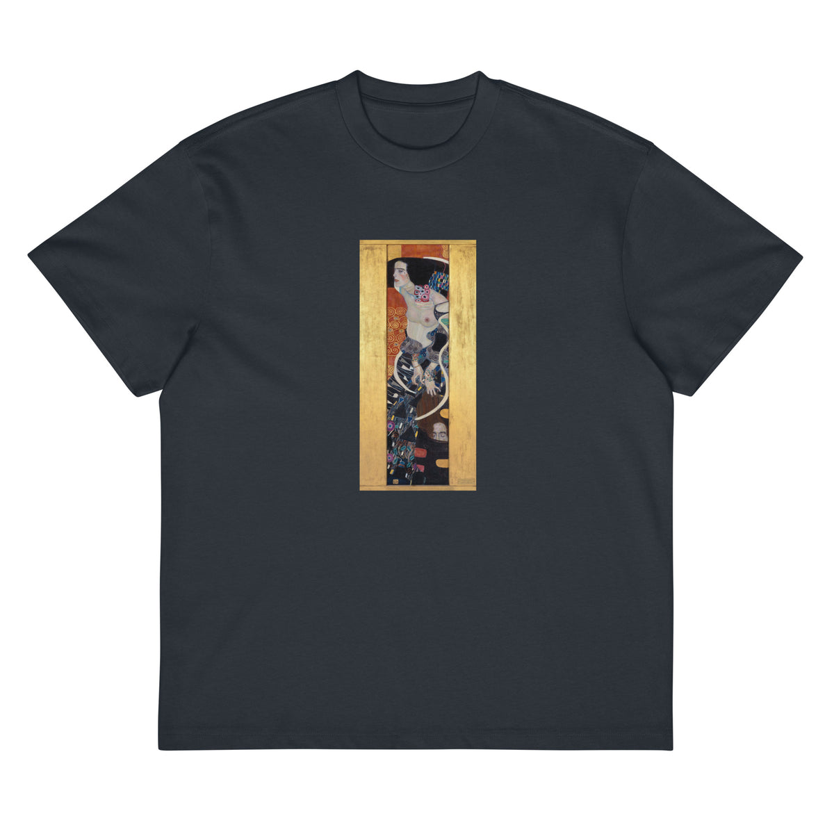 Navy T-shirt Gustav Klimt Judith II Famous Painting Signature