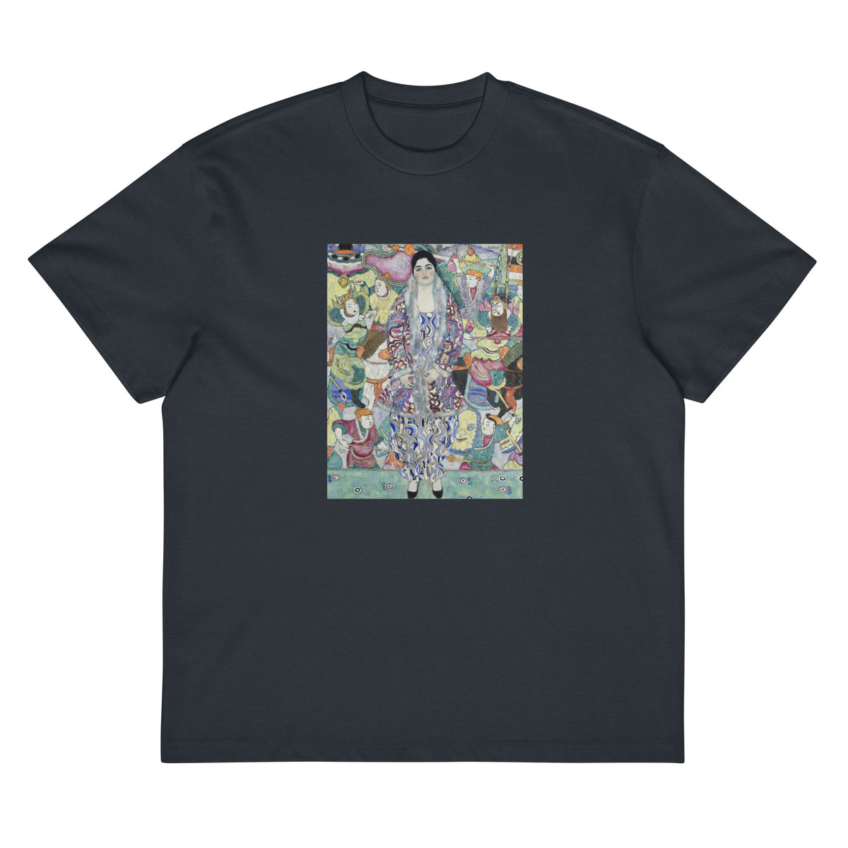Navy T-shirt Gustav Klimt Portrait Of Friederike Maria Beer Famous Painting Signature