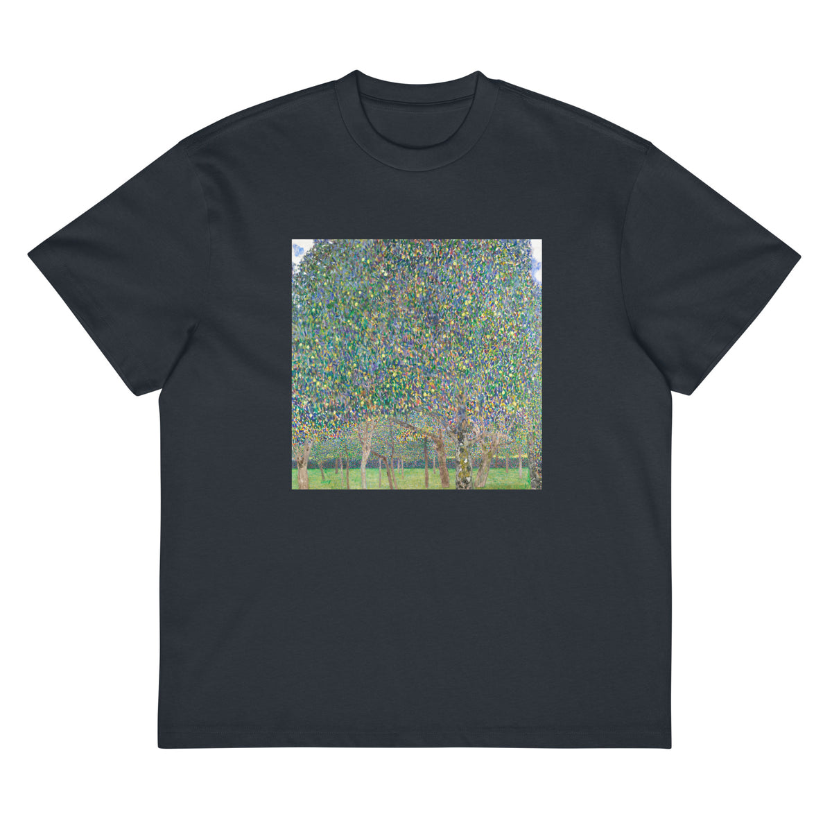Navy T-shirt Gustav Klimt Pear Tree Famous Painting Signature