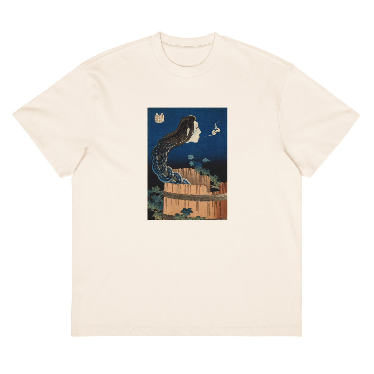 White T-shirt The Plate Mansion - Katsushika Hokusai 1760 Signature