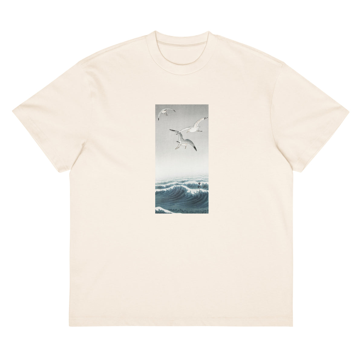 White T-shirt Three Seagulls - Ohara Koson 1900 Signature