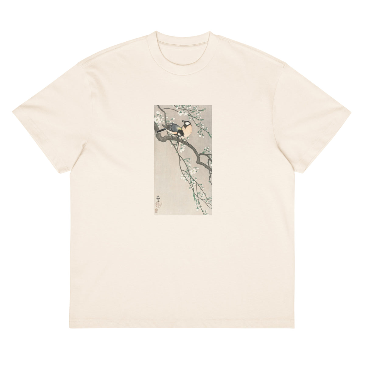White T-shirt Tits On Cherry Branch Signature