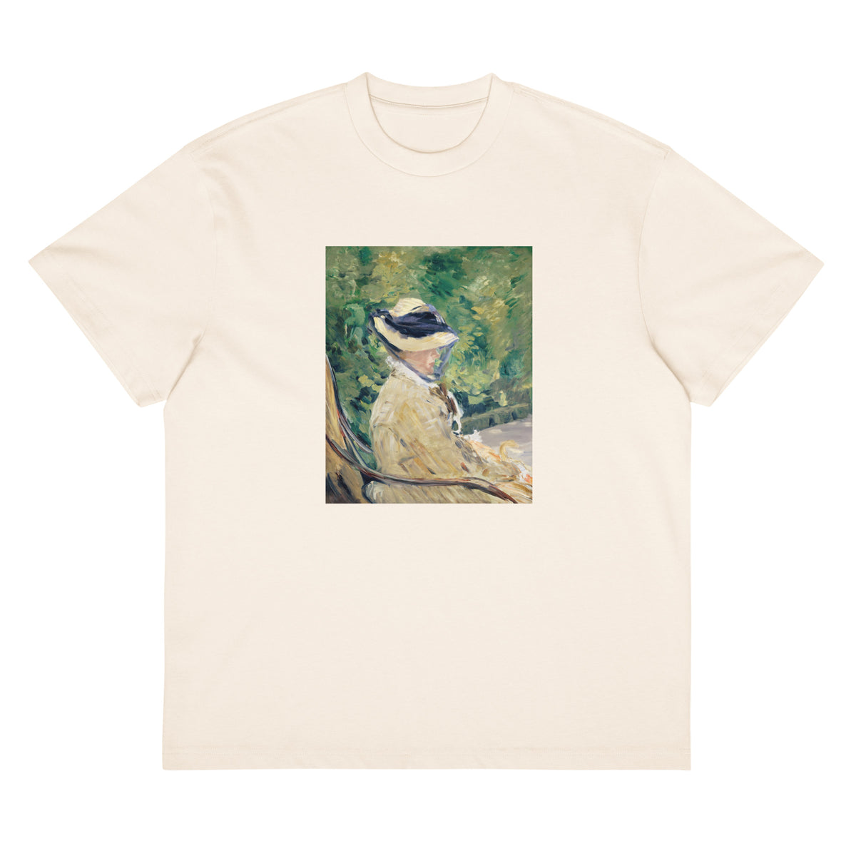 White T-shirt Madame Manet Suzanne Leenhoff 1830 1906 At Bellevue Painting In High Resolution Signature