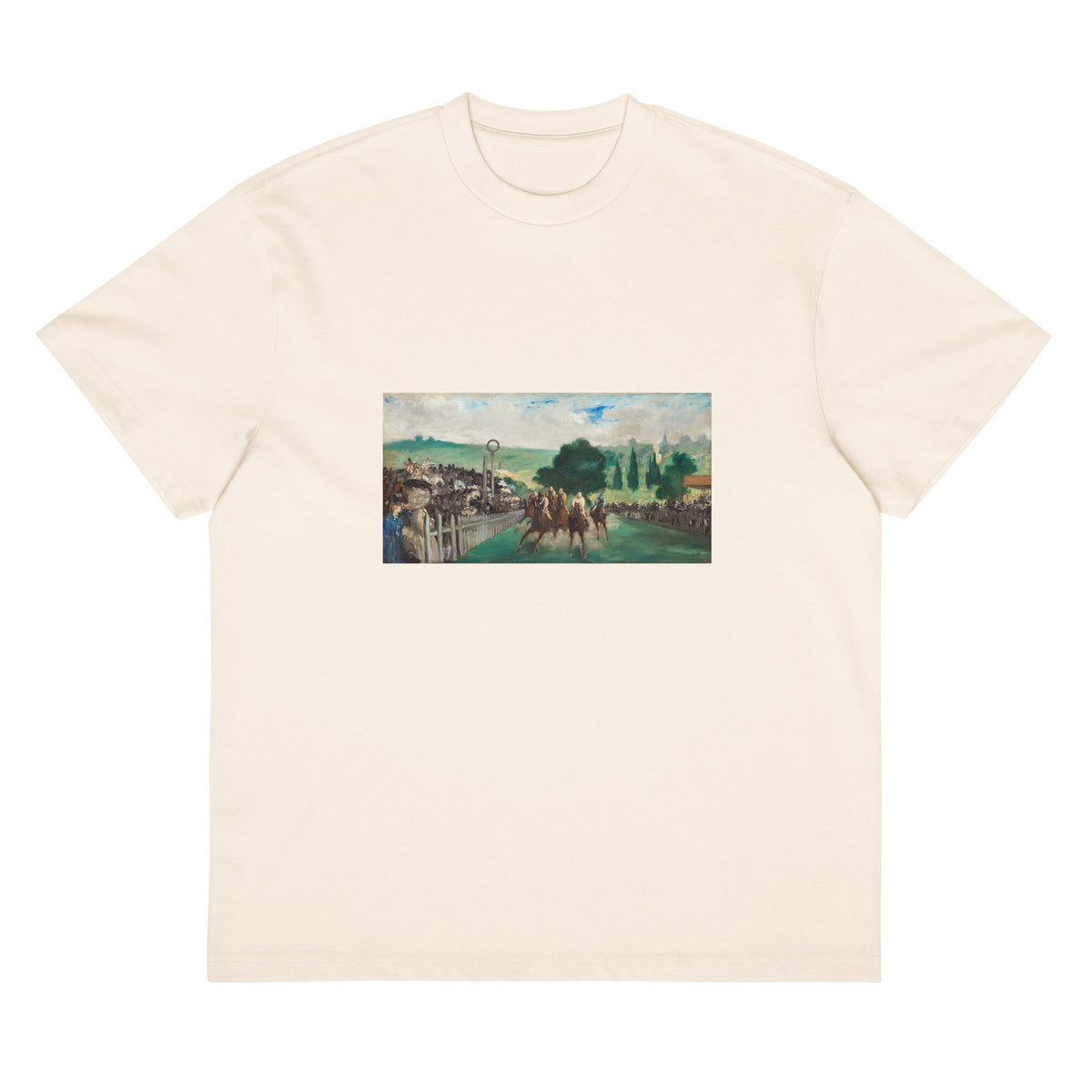 White T-shirt The Races At Longchamp Painting In High Resolution Signature