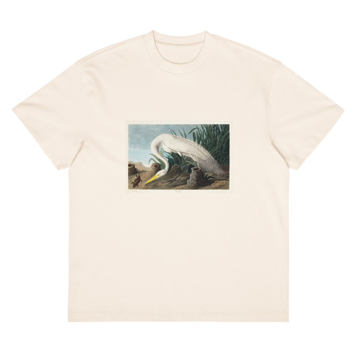 White T-shirt White Heron Signature