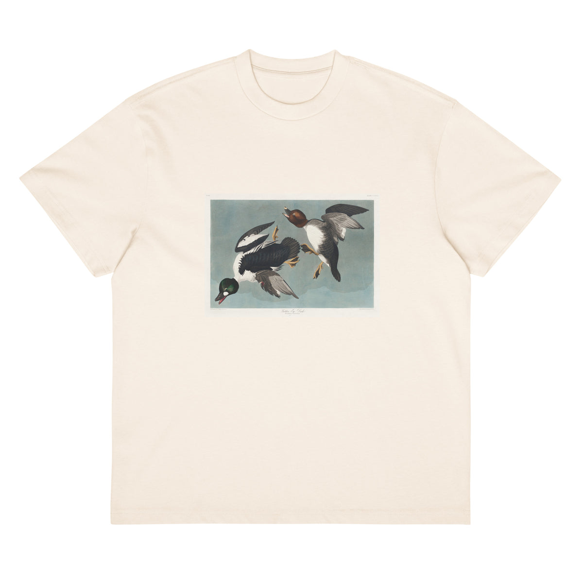 White T-shirt Golden-Eye Duck Signature