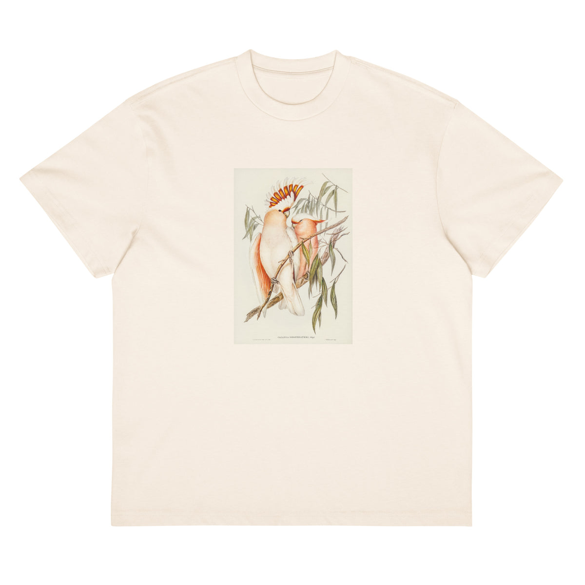 White T-shirt Leadbeater S Cockatoo Cacatua Leadbeaterii Illustrated - Elizabeth Gould 1804 Signature