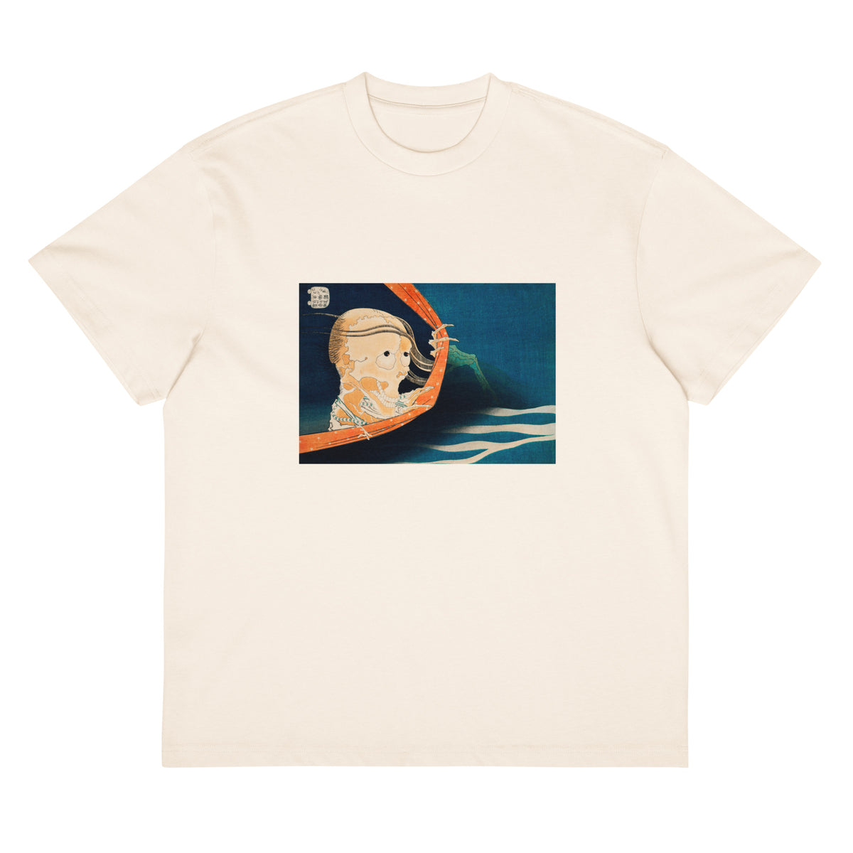 White T-shirt Kohala Koheiji - Katsushika Hokusai 1760 Signature