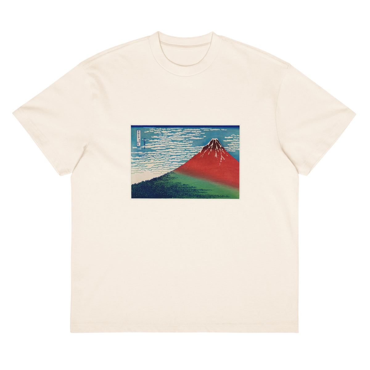 White T-shirt Katsushika Hokusai S Fine Wind Clear Morning A Famous Traditional Japanese Ukyio-E Style Illustration Of Mount Fuji Signature