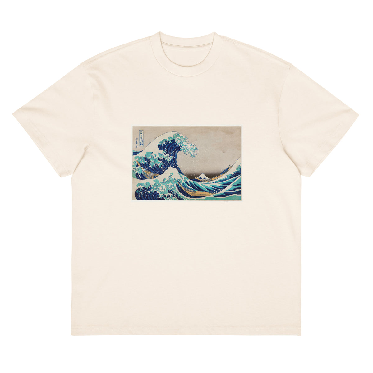 White T-shirt Katsushika Hokusai S The Great Wave Off Kanagawa Famous Vintage Woodblock Print For Wall Art And Poster Signature