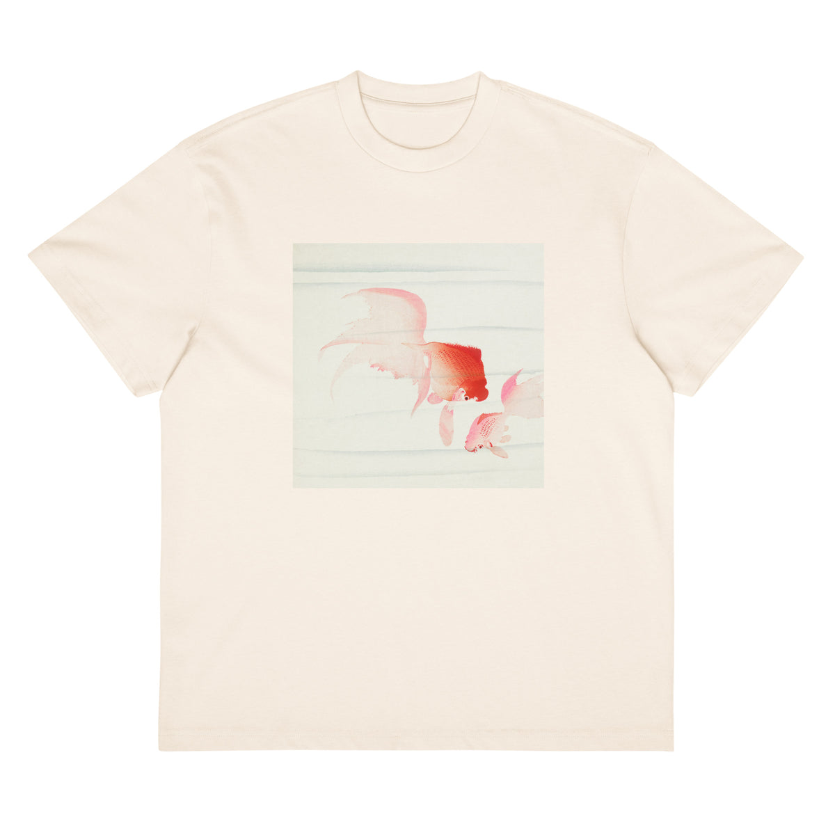 White T-shirt Gold Fish - Ohara Koson 1900 Signature