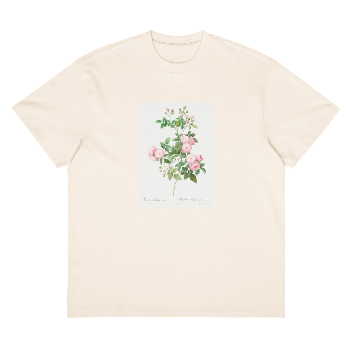 White T-shirt Flesh-Pink Multiflora Rosa Multiflora Carnea Signature