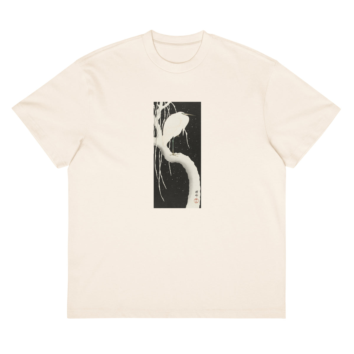 White T-shirt Heron In Snow Signature