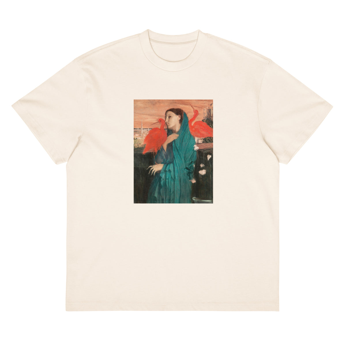 White T-shirt Young Woman With Ibis Painting In High Resolution Signature