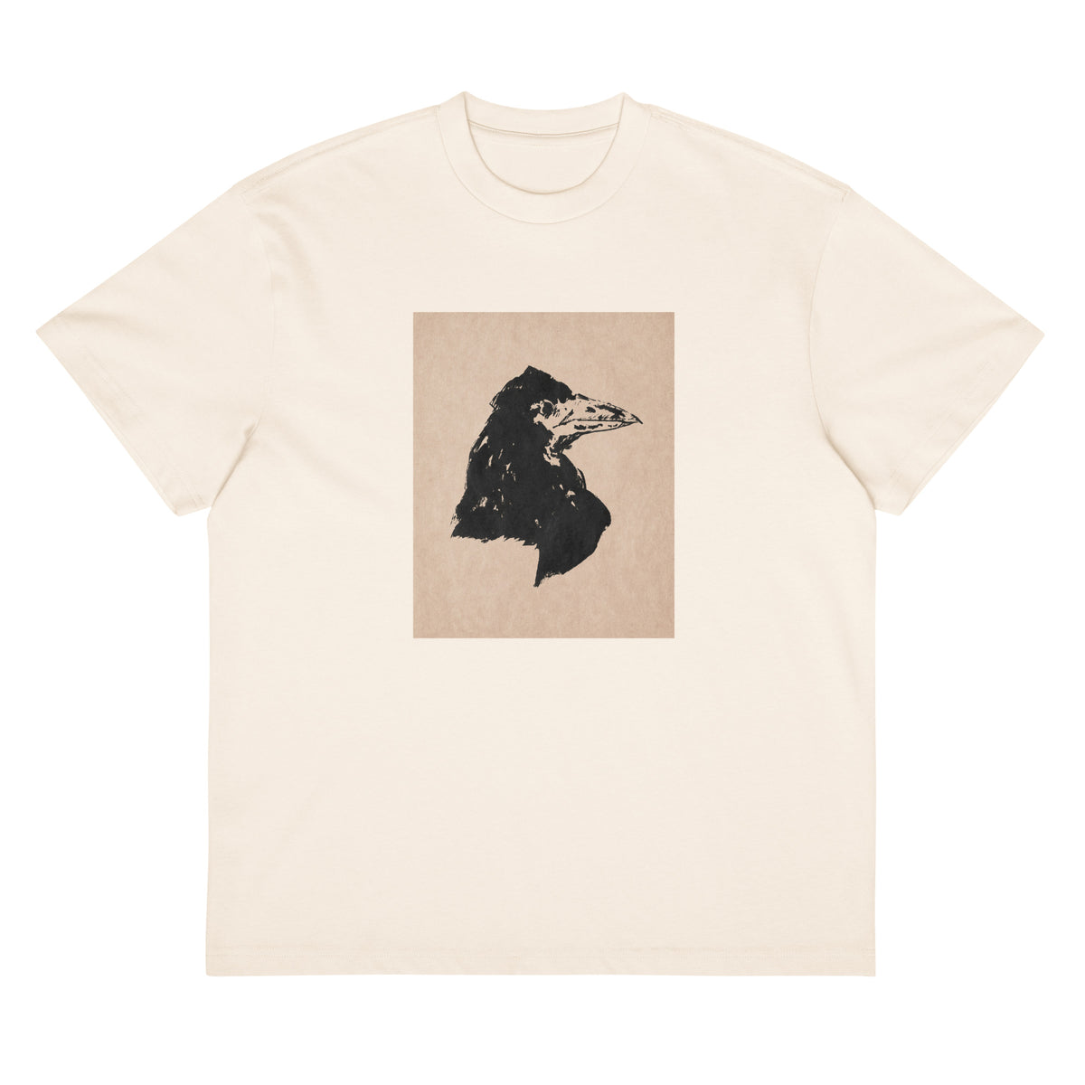 White T-shirt Raven Head Print In High Resolution Signature