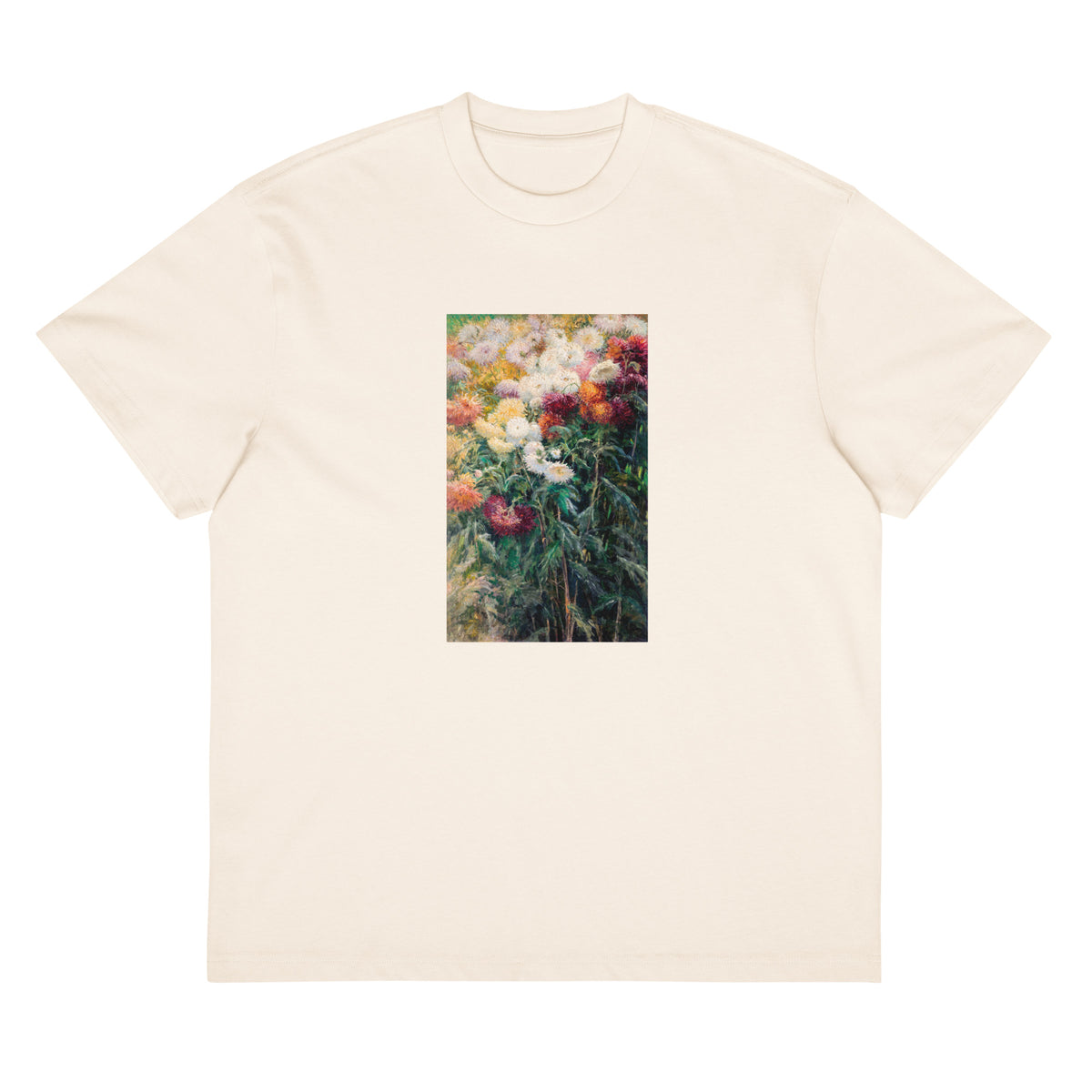 White T-shirt Chrysanthemums In The Garden At Petit Gennevilliers Painting In High Resolution Signature