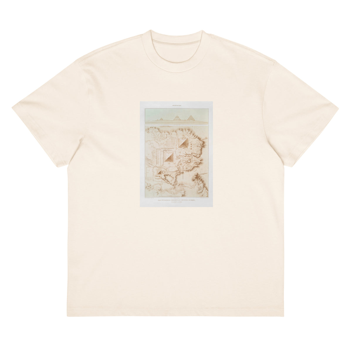 White T-shirt Topographic Map Of Part Of The Memphite Necropolis Pyramids Of Giza Signature