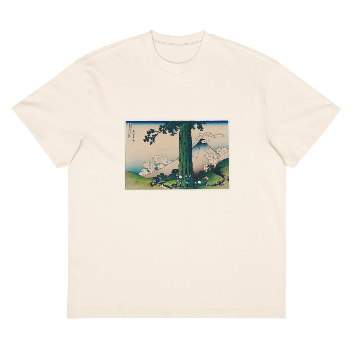 White T-shirt Mishima Pass In Kai Province - Katsushika Hokusai 1760 Signature