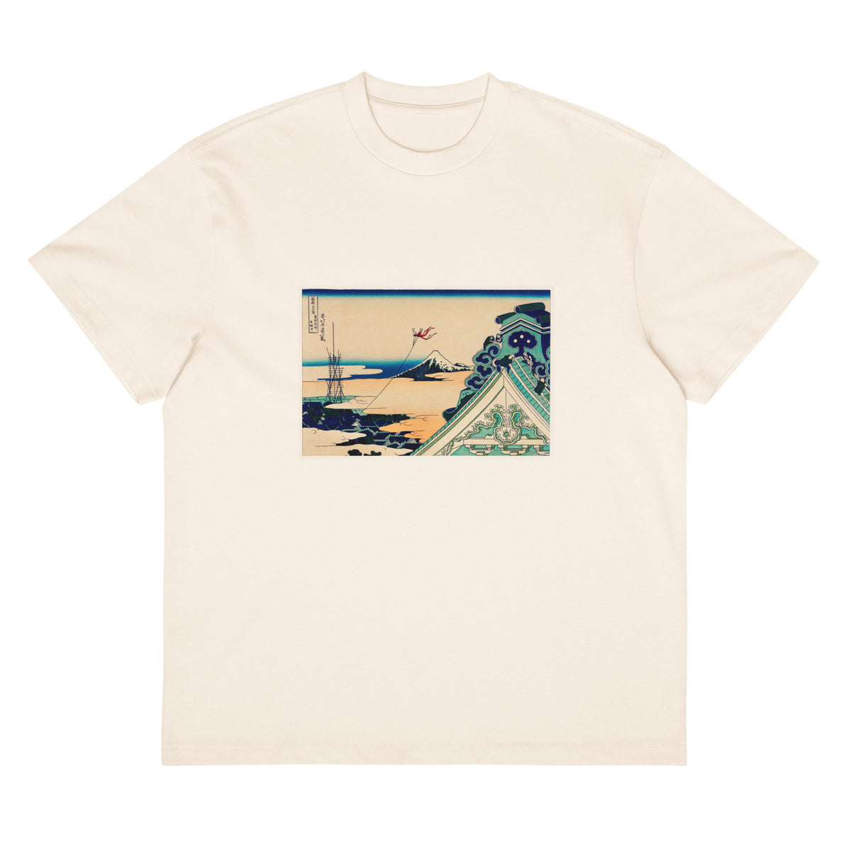 White T-shirt Toto Asakusa Honganji - Katsushika Hokusai 1760 Signature