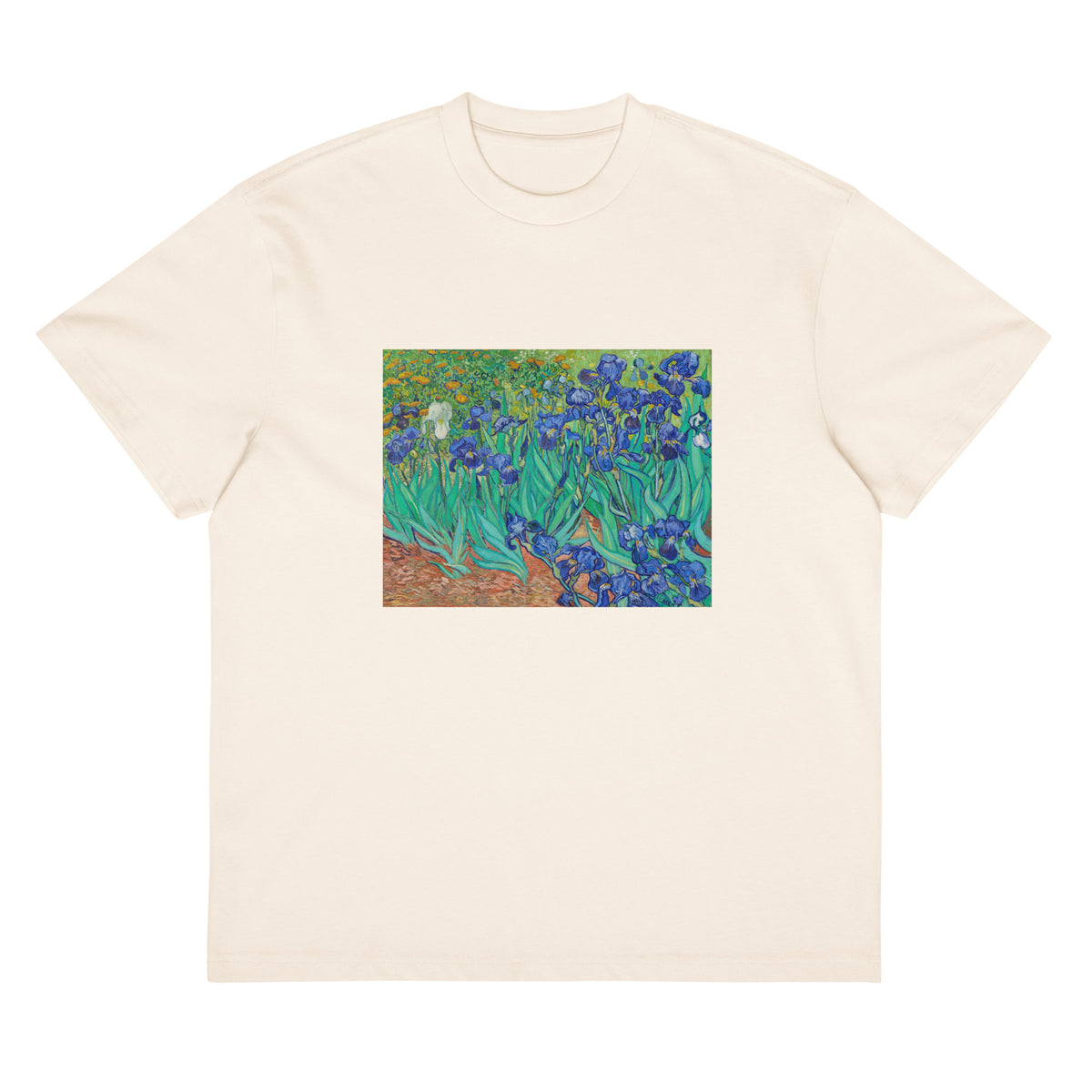 White T-shirt Vincent Van Gogh S Irises Famous Painting Signature