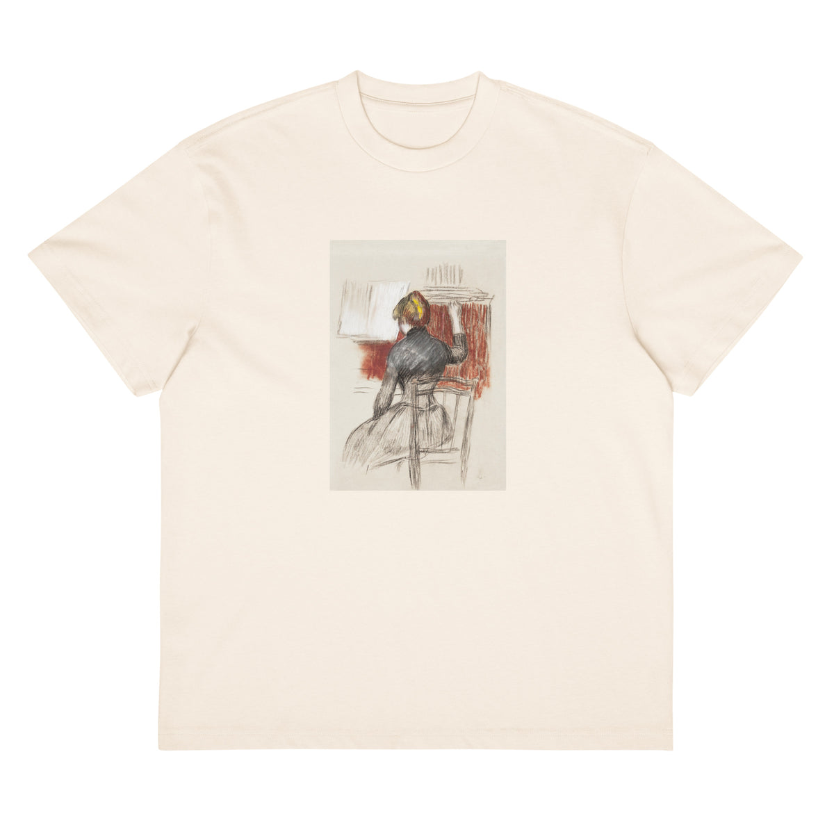 White T-shirt Woman At A Piano Signature