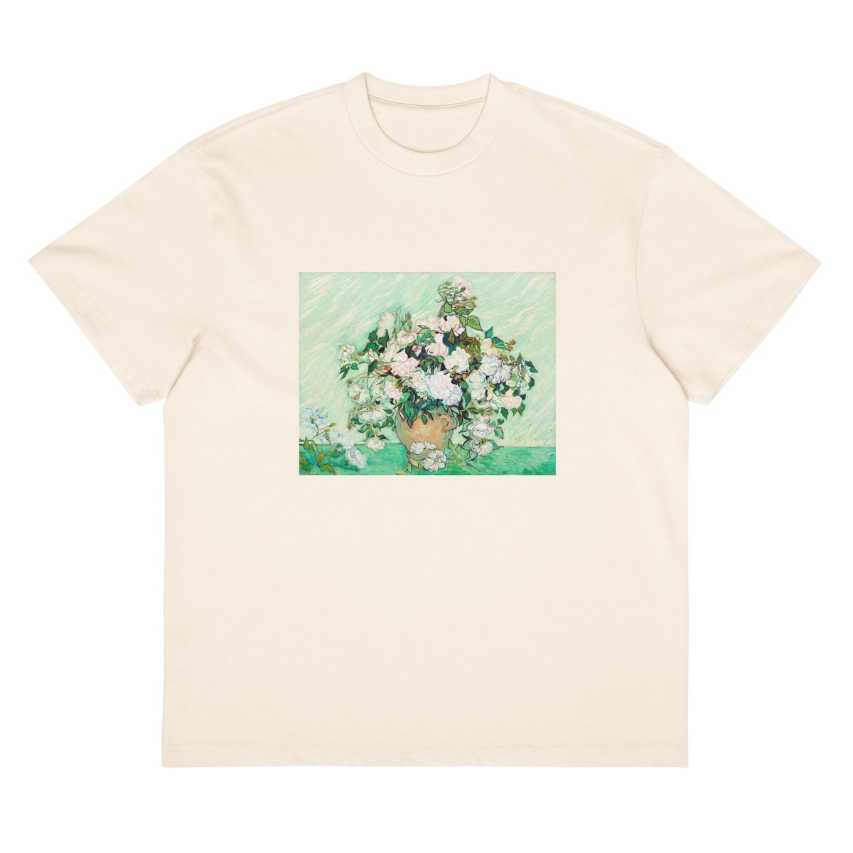 White T-shirt Roses Van Gogh Nga Signature