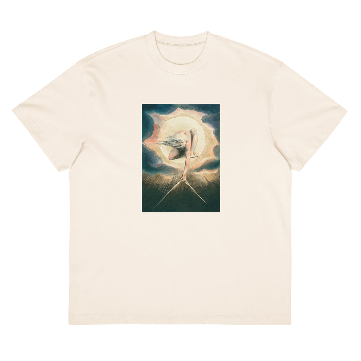 White T-shirt Ancient Of Days Setting A Compass To The Earth Illustration - William Blake 1794 Signature