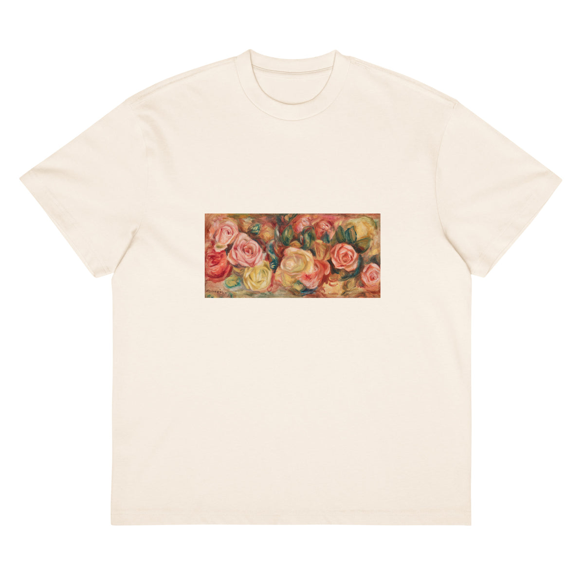 White T-shirt Roses Renoir Signature
