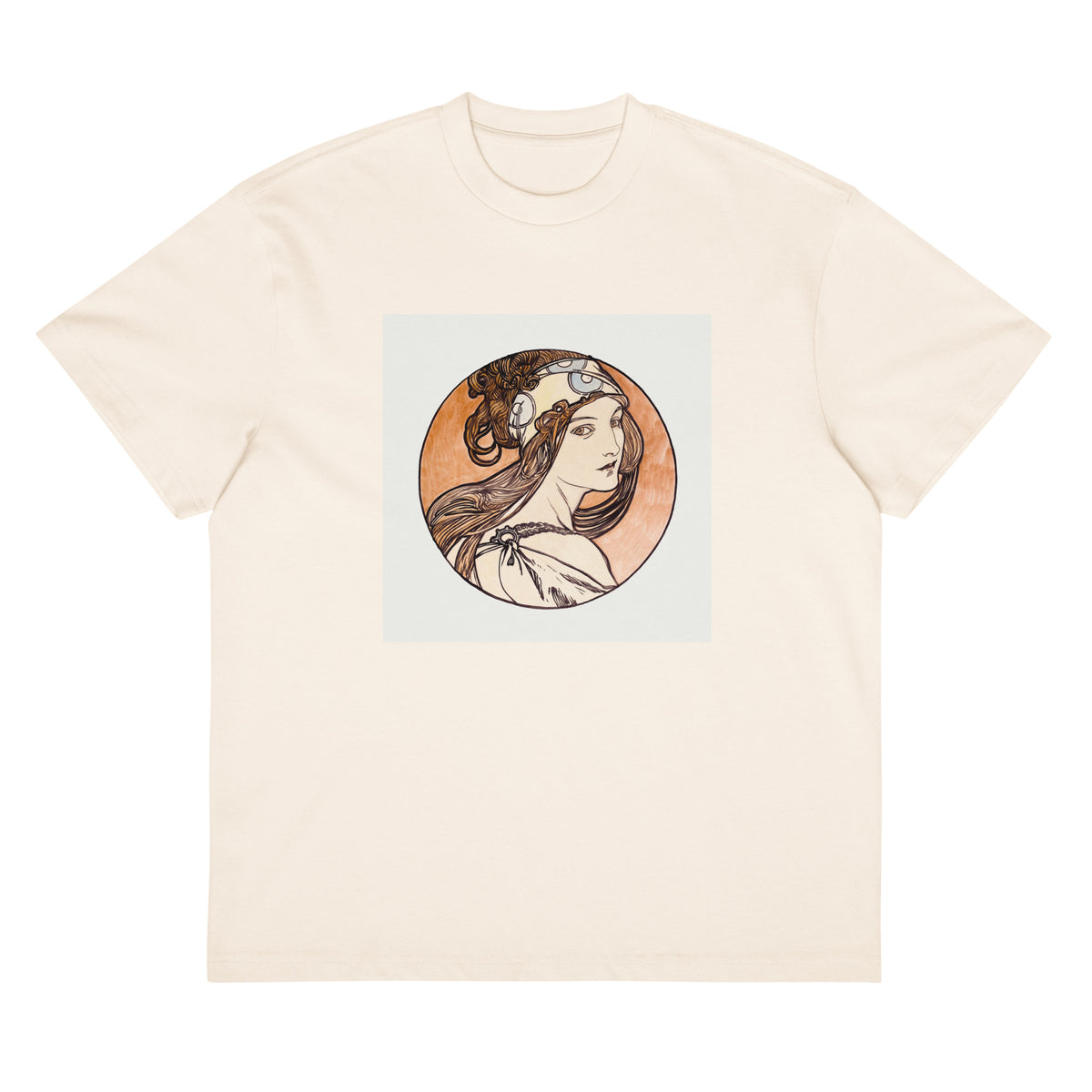 White T-shirt Stained Glass Fouquet Mucha I Signature
