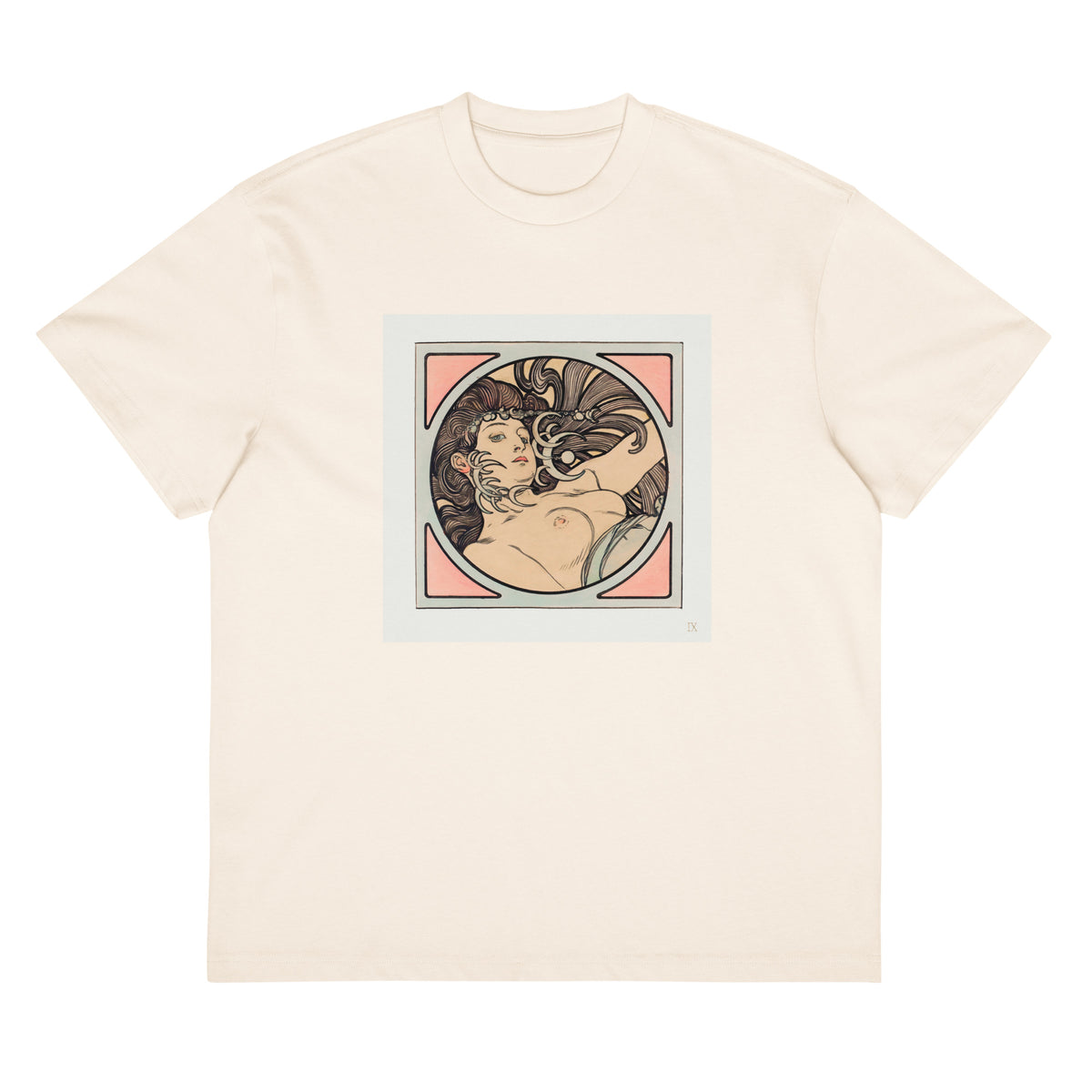 White T-shirt Stained Glass Fouquet Mucha II Signature