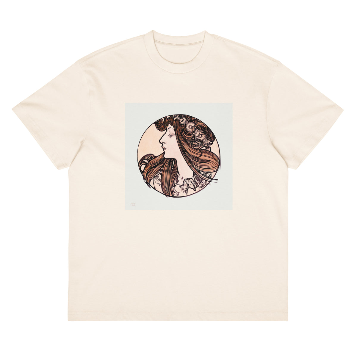 White T-shirt Stained Glass Fouquet Mucha III Signature