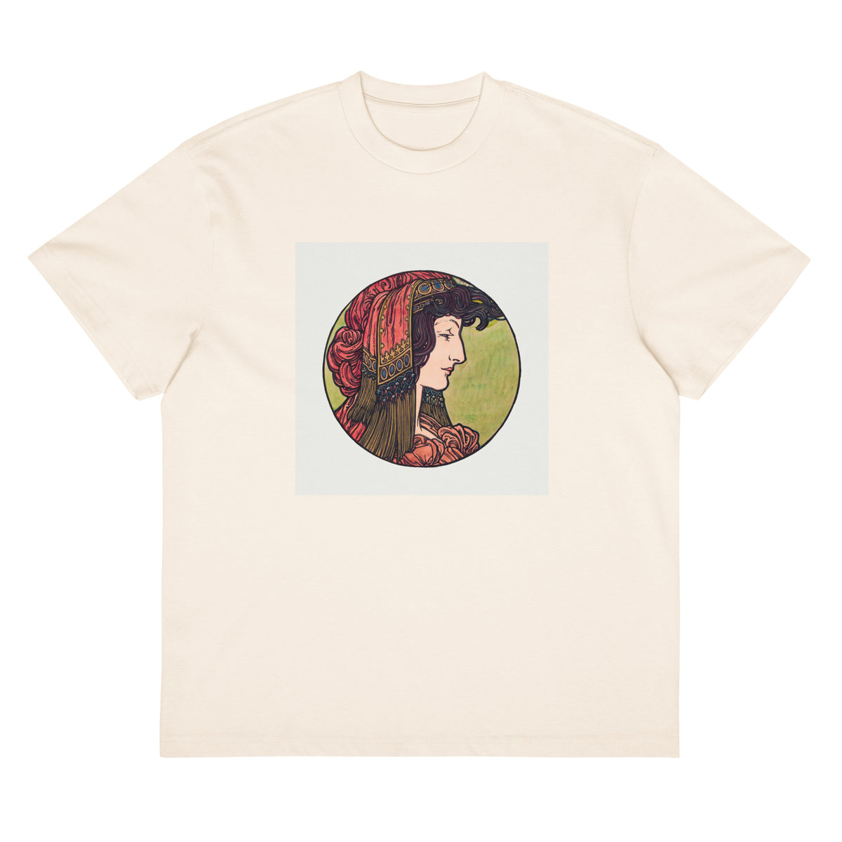 White T-shirt Stained Glass Fouquet Mucha IV Signature