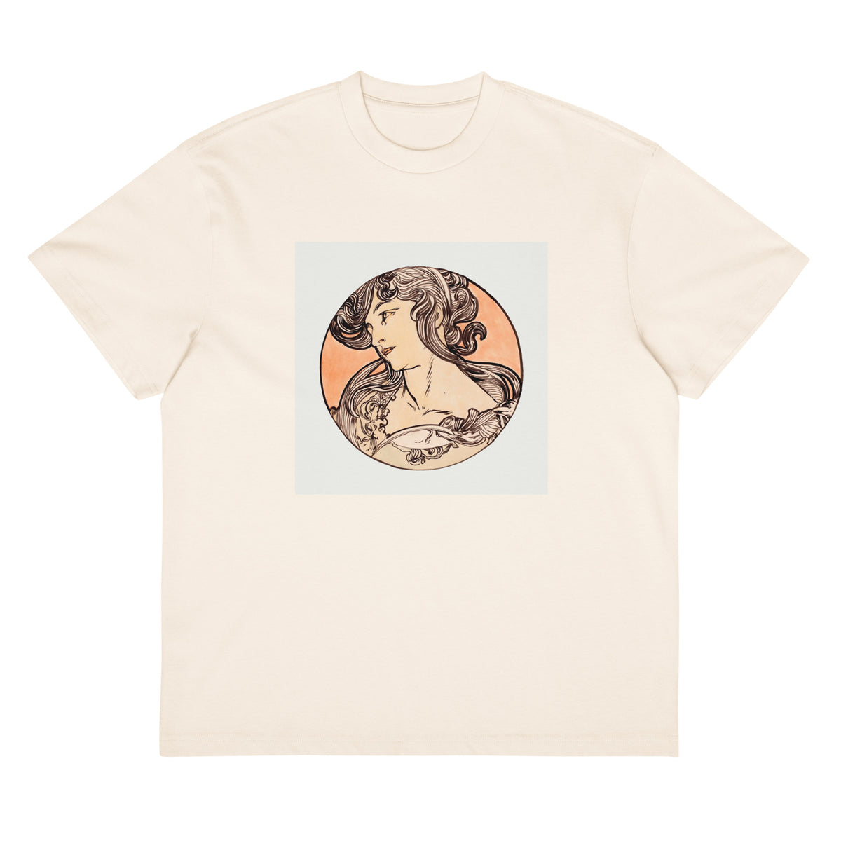 White T-shirt Stained Glass Fouquet Mucha IX Signature