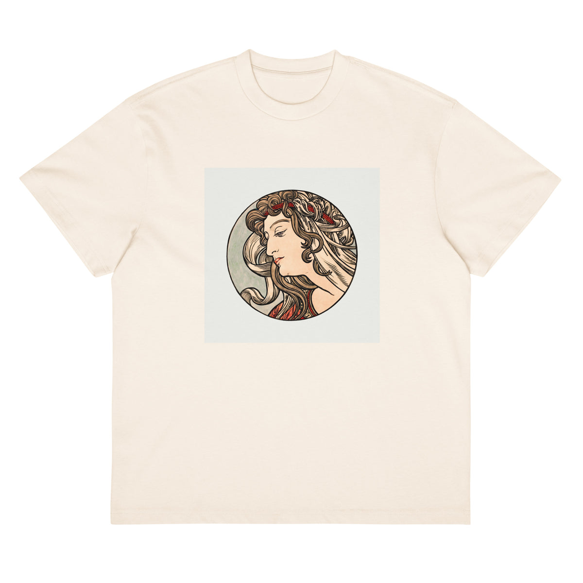 White T-shirt Stained Glass Fouquet Mucha V Signature