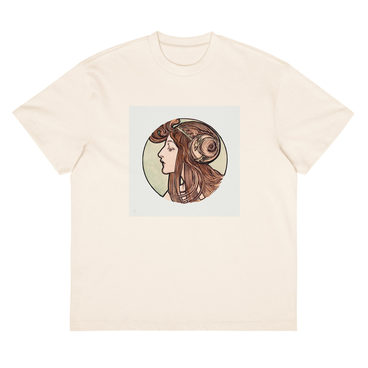 White T-shirt Stained Glass Fouquet Mucha VII Signature