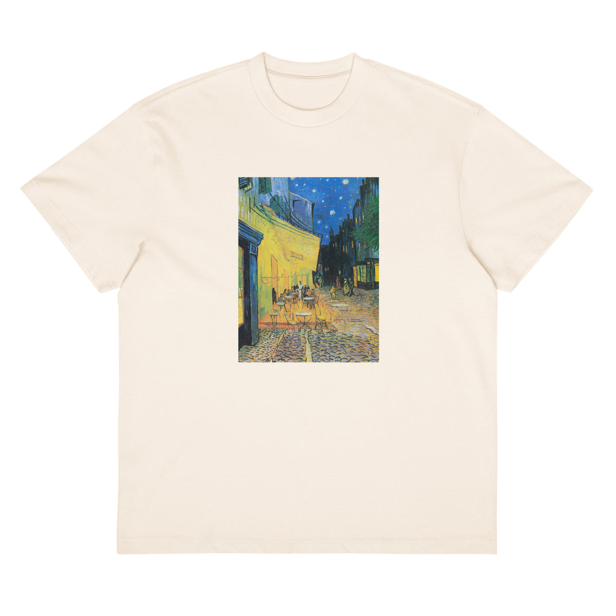 White T-shirt Vincent Van Gogh S Cafe Terrace At Night Famous Painting Signature