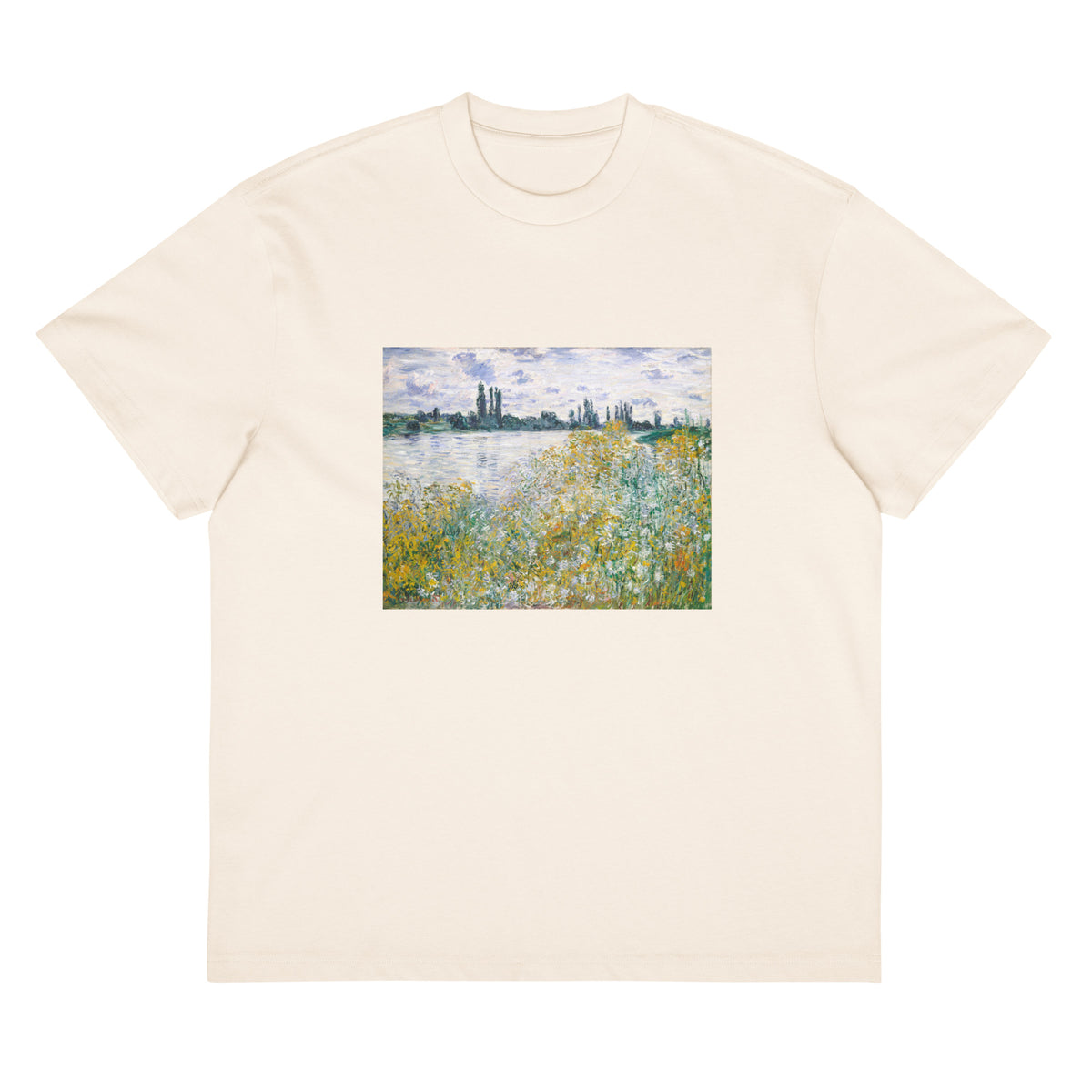 White T-shirt Icirc Le Aux Fleurs Near Vetheuil Signature