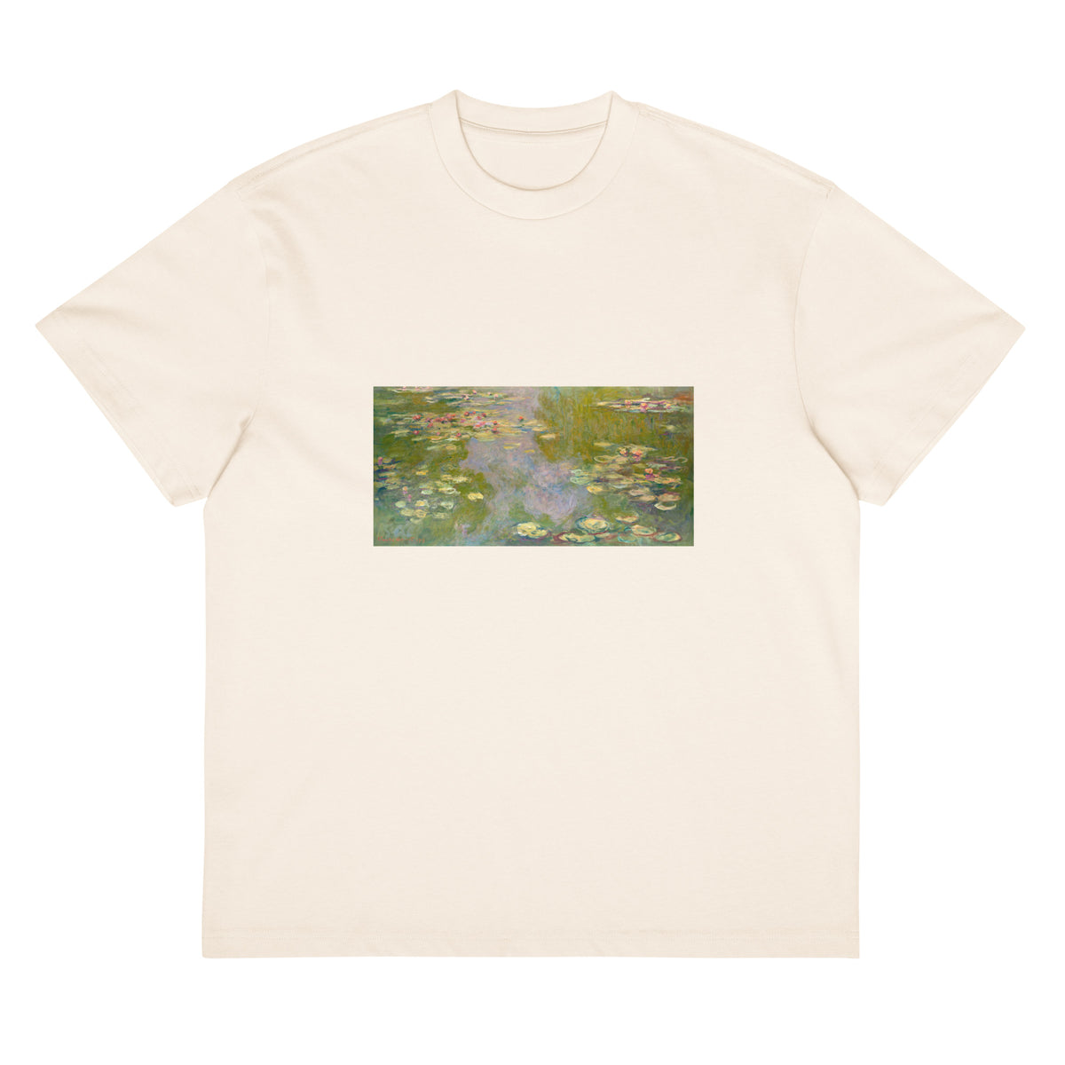 White T-shirt Water Lilies Signature