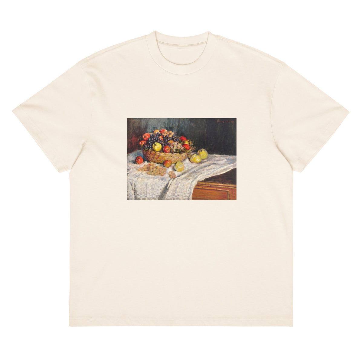 White T-shirt Apples And Grapes Signature