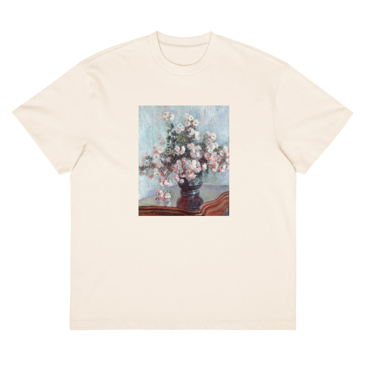 White T-shirt Chrysanthemums Signature