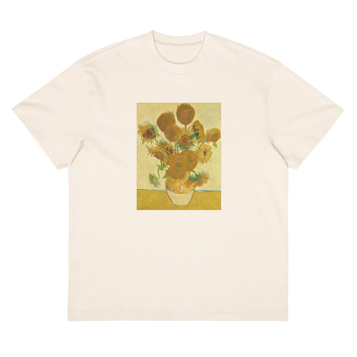 White T-shirt Vincent Van Gogh S Sunflowers Famous Still Life Painting Signature