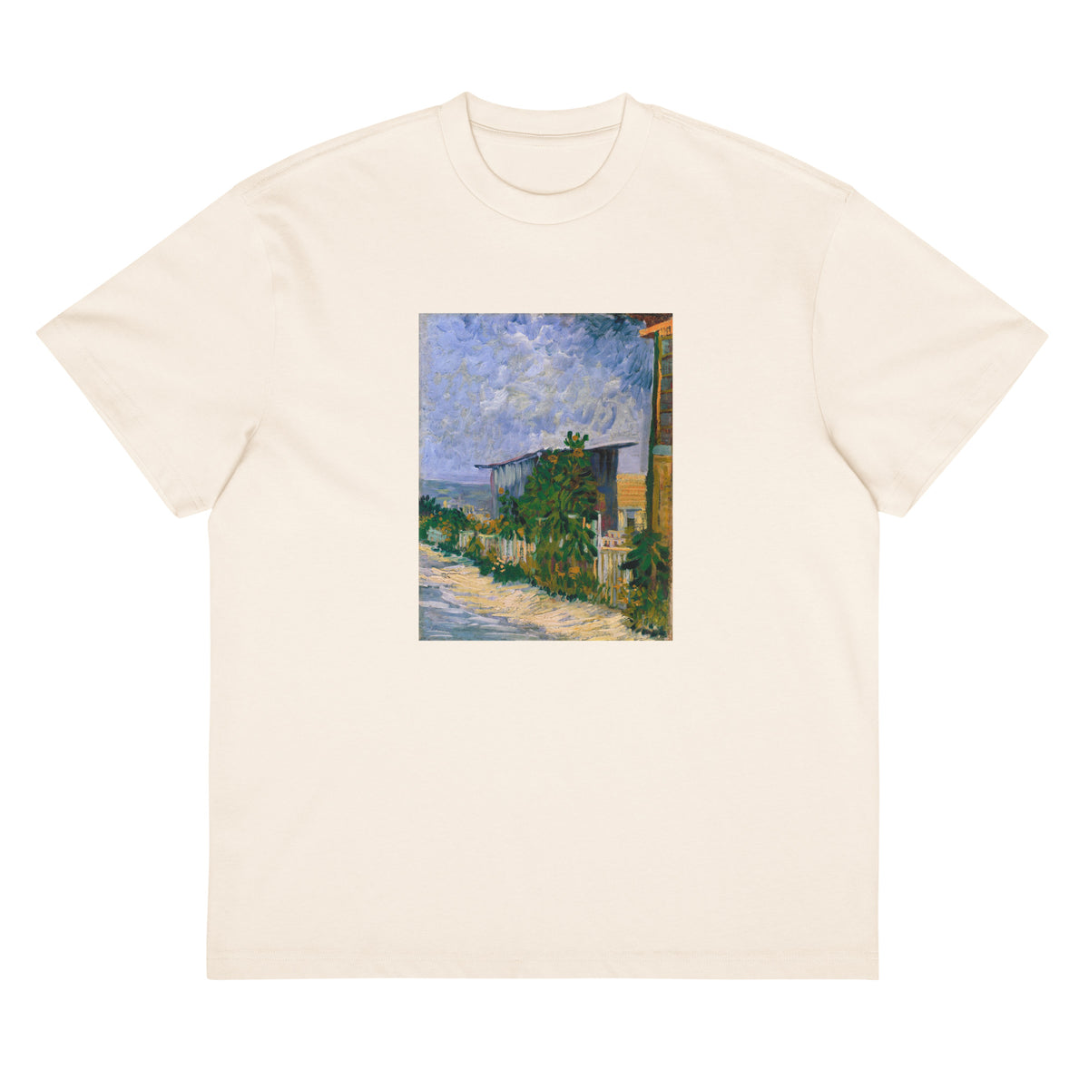 White T-shirt Vincent Van Gogh S Shelter On Montmartre Famous Painting Signature