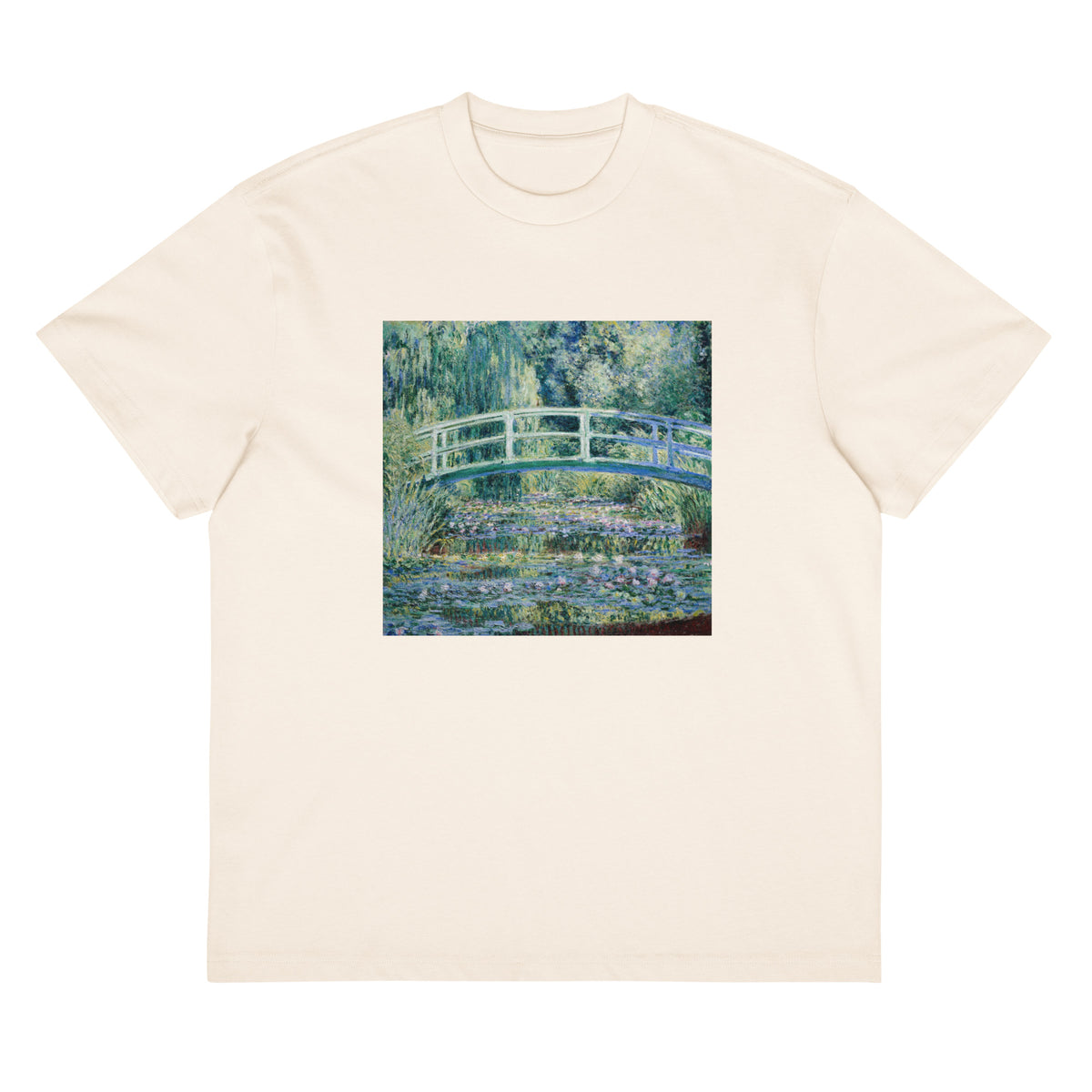 White T-shirt Claude Monet S Water Lilies And Japanese Bridge Famous Painting Signature