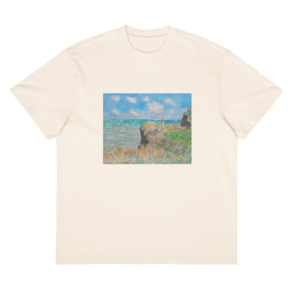 White T-shirt Cliff Walk At Pourville Signature