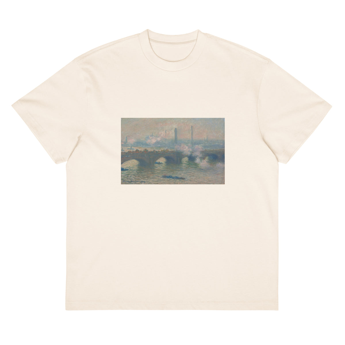 White T-shirt Waterloo Bridge Gray Day Signature