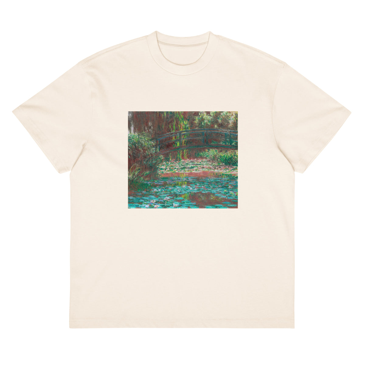 White T-shirt Water Lily Pond Signature