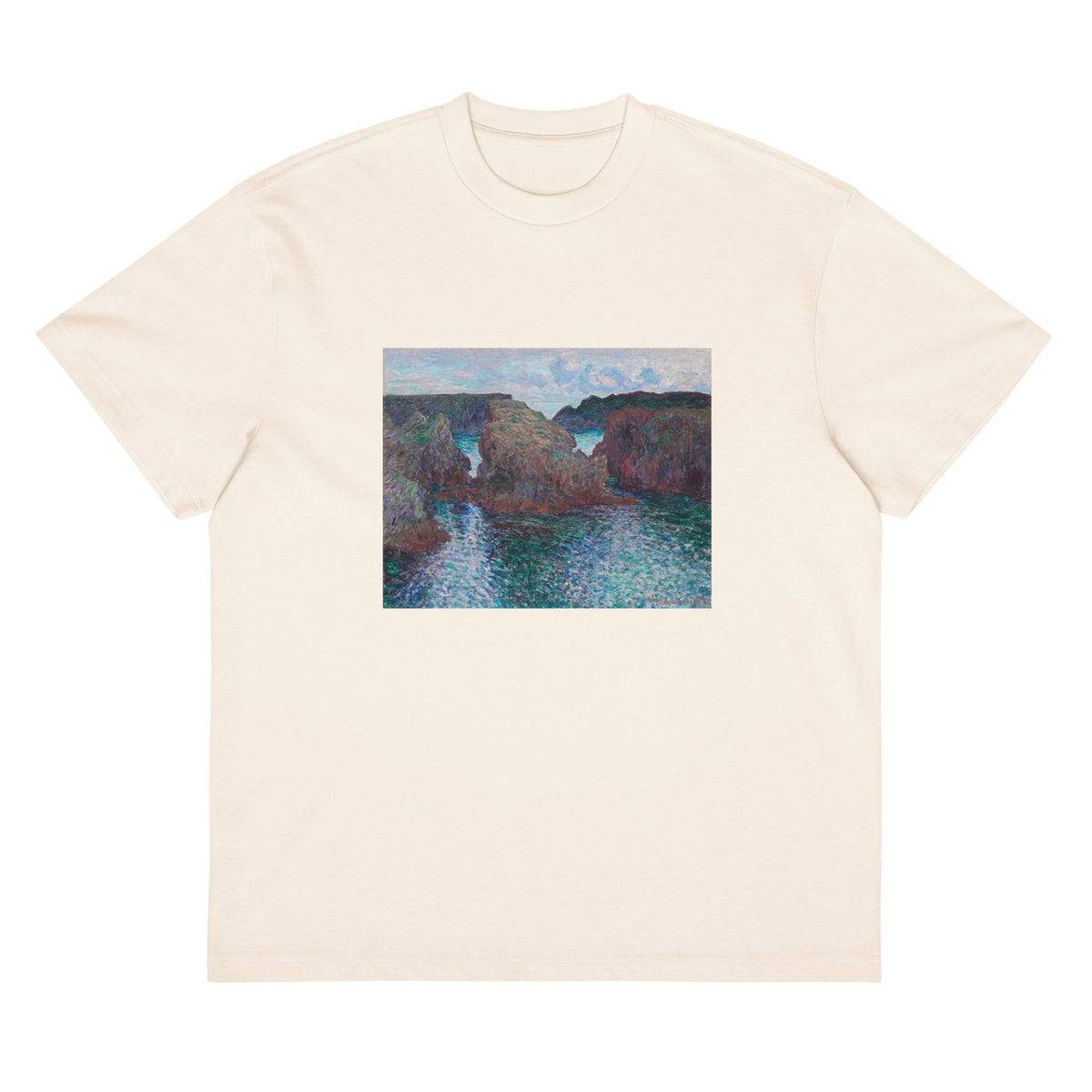White T-shirt Rocks At Port-Goulphar Belle- Icirc Le Signature
